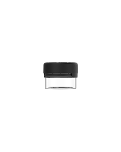 1OZ CR AVIATOR CONTAINER WITH LINER & TAMPER EVIDENT (CLEAR CONTAINER WITH BLACK CLOSURE)