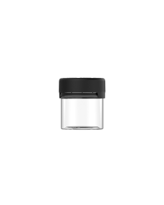 2OZ CR AVIATOR CONTAINER WITH LINER & TAMPER EVIDENT (CLEAR CONTAINER WITH BLACK CLOSURE)