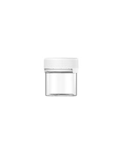 2OZ CR AVIATOR CONTAINER WITH LINER & TAMPER EVIDENT (CLEAR CONTAINER WITH WHITE CLOSURE)