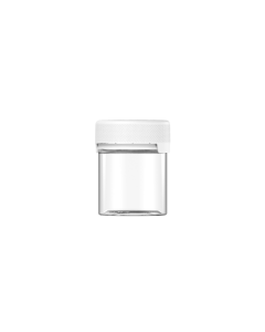 3OZ CR AVIATOR CONTAINER WITH LINER & TAMPER EVIDENT (CLEAR CONTAINER WITH WHITE CLOSURE)