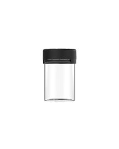 4OZ CR AVIATOR CONTAINER WITH LINER & TAMPER EVIDENT (CLEAR CONTAINER WITH BLACK CLOSURE)