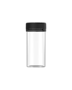 6OZ CR AVIATOR CONTAINER WITH LINER & TAMPER EVIDENT (CLEAR CONTAINER WITH BLACK CLOSURE)