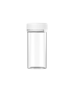 6OZ CR AVIATOR CONTAINER WITH LINER & TAMPER EVIDENT (CLEAR CONTAINER WITH WHITE CLOSURE)