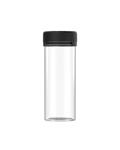 8OZ CR AVIATOR CONTAINER WITH LINER & TAMPER EVIDENT (CLEAR CONTAINER WITH BLACK CLOSURE)