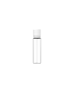 20ML CR SPIRAL BOTTLE WITH TAMPER EVIDENT (CLEAR BOTTLE WITH WHITE CLOSURE)