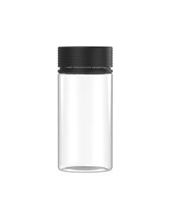 10OZ CR WIDE MOUTH SPIRAL CONTAINER WITH LINER & TAMPER EVIDENT (CLEAR CONTAINER WITH BLACK CLOSURE)