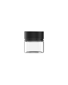 2OZ CR SPIRAL CONTAINER WITH LINER & TAMPER EVIDENT (CLEAR CONTAINER WITH BLACK CLOSURE)