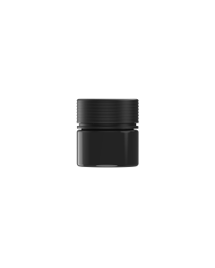 2OZ CR SPIRAL CONTAINER WITH LINER & TAMPER EVIDENT (BLACK CONTAINER WITH BLACK CLOSURE)