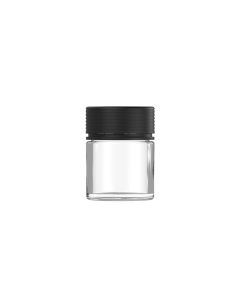 2OZ CR THICK-WALL SPIRAL CONTAINER WITH LINER & TAMPER EVIDENT (CLEAR CONTAINER WITH BLACK CLOSURE)