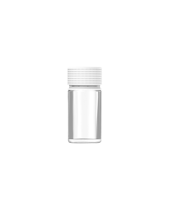 30ML CR MINI THICK-WALL SPIRAL CONTAINER WITH LINER & TAMPER EVIDENT (CLEAR CONTAINER WITH WHITE CLOSURE)