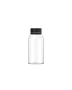 100ML MINI SPIRAL SHOT BOTTLE WITH TAMPER EVIDENT(CLEAR BOTTLE WITH BLACK CLOSURE)