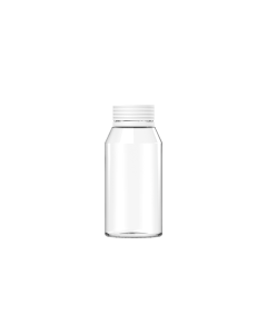 100ML MINI SPIRAL SHOT BOTTLE WITH TAMPER EVIDENT(CLEAR  BOTTLE WITH WHITE CLOSURE)