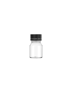 30ML STUBBY SPIRAL SHOT BOTTLE WITH TAMPER EVIDENT(CLEAR BOTTLE WITH BLACK CLOSURE)