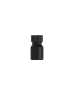 30ML STUBBY SPIRAL SHOT BOTTLE WITH TAMPER EVIDENT(BLACK BOTTLE WITH BLACK CLOSURE)