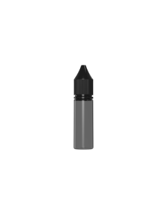 16.5ML CR UNICORN BOTTLE WITH TAMPER EVIDENT (TRANSLUCENT BLACK BOTTLE WITH BLACK CLOSURE)