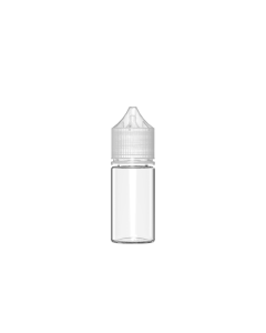 30ML CR STUBBY UNICORN BOTTLE WITH TAMPER EVIDENT (CLEAR BOTTLE WITH CLEAR CLOSURE)