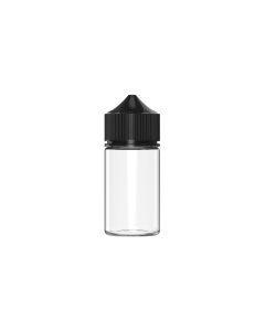 60ML CR MINI UNICORN BOTTLE WITH TAMPER EVIDENT (CLEAR BOTTLE WITH BLACK CLOSURE)