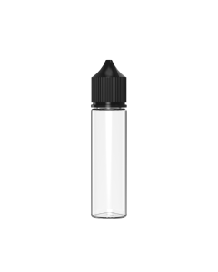 60ML CR REDUCER UNICORN BOTTLE WITH TAMPER EVIDENT (CLEAR BOTTLE WITH BLACK CLOSURE)