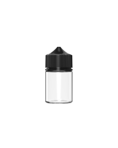 60ML CR STUBBY UNICORN BOTTLE WITH TAMPER EVIDENT (CLEAR BOTTLE WITH BLACK CLOSURE)