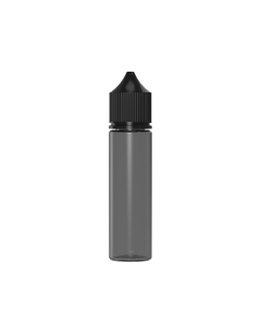 60ML CR UNICORN BOTTLE WITH TAMPER EVIDENT (TRANSLUCENT BLACK BOTTLE WITH BLACK CLOSURE)