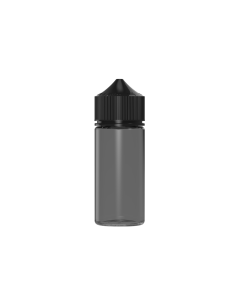 75ML MINI UNICORN BOTTLE WITH TAMPER EVIDENT (TRANSLUCENT BLACK BOTTLE WITH BLACK CLOSURE)
