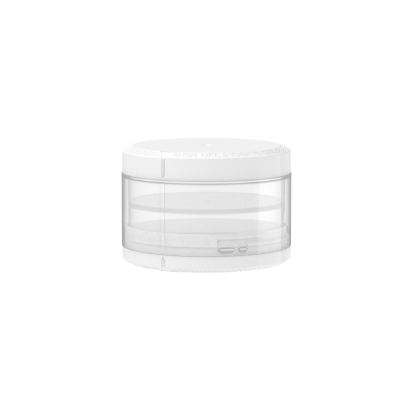 50G/50G DUAL COMPARTMENT CR POUCH CONTAINER (GLOSS NATURAL CONTAINER WITH WHITE CLOSURES)