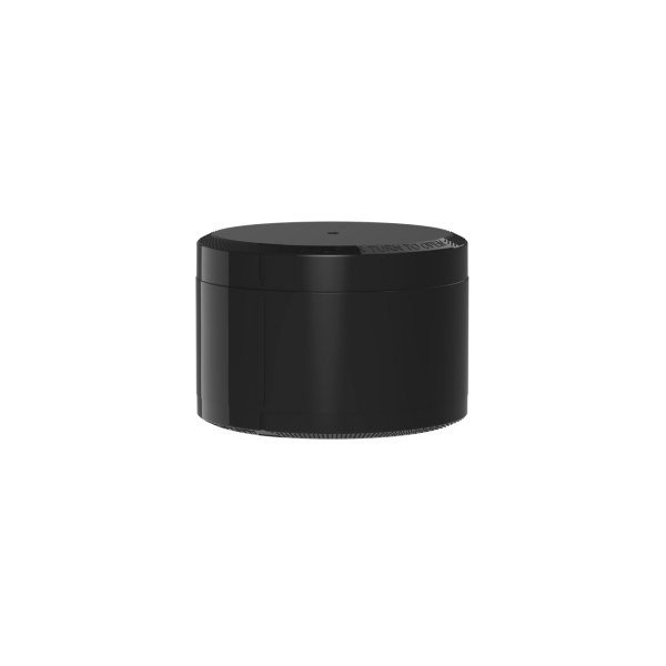 50G/50G DUAL COMPARTMENT CR POUCH CONTAINER (GLOSS BLACK CONTAINER WITH BLACK CLOSURES)