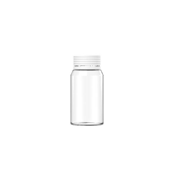 60ML MINI SPIRAL SHOT BOTTLE WITH TAMPER EVIDENT(CLEAR BOTTLE WITH WHITE CLOSURE)