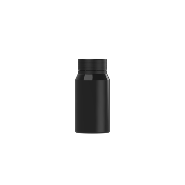 60ML MINI SPIRAL SHOT BOTTLE WITH TAMPER EVIDENT(BLACK BOTTLE WITH BLACK CLOSURE)